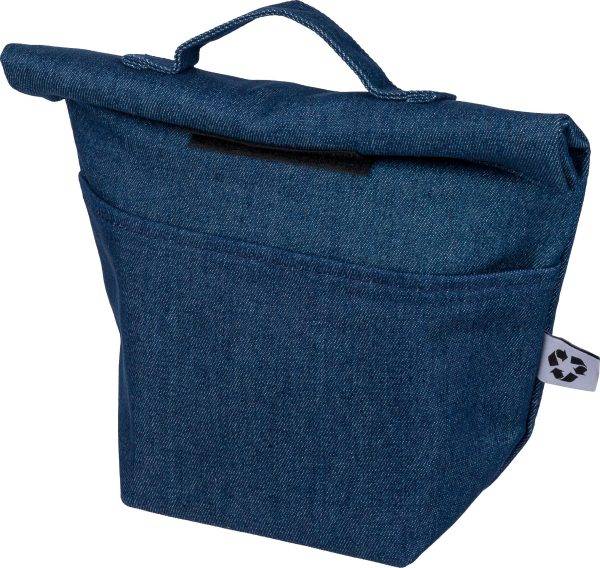 Sac isotherme Mira | Denim recyclé | Rabat roulé | 8 l personnalisé - sacs isothermes