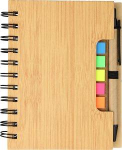 Carnet Niall | Aspect bambou | Avec notes adhésives et stylo bille personnalisé - Memo et note adhésive