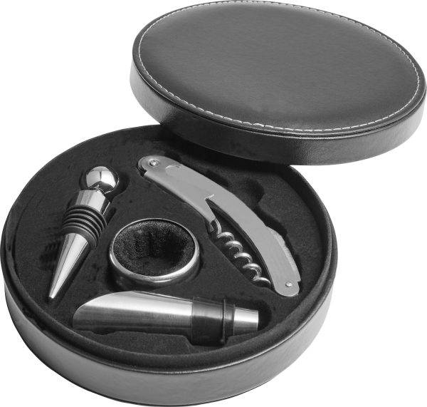 Coffret à vin Jeremy | Acier inoxydable | 4 pièces personnalisé - Coffret Fromage et Vin