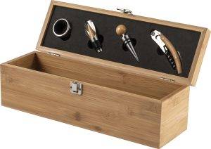 Coffret à vin Gareth | Bambou | 4 pièces personnalisé - Coffret Fromage et Vin