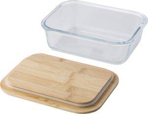 Boîte à déjeuner Nicole | Verre | Couvercle bambou | 900 ml personnalisé - Verres et articles pour le déjeuner