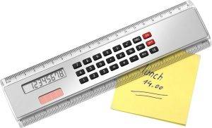 Règle avec calculatrice Heather | Plastique | 20 cm | Solaire personnalisé - Carte de visite plastique