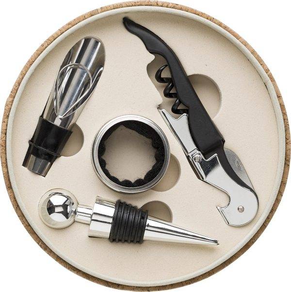 Set de vin Milana | Simili-cuir aspect liège | 4 pcs personnalisé - Coffret Fromage et Vin
