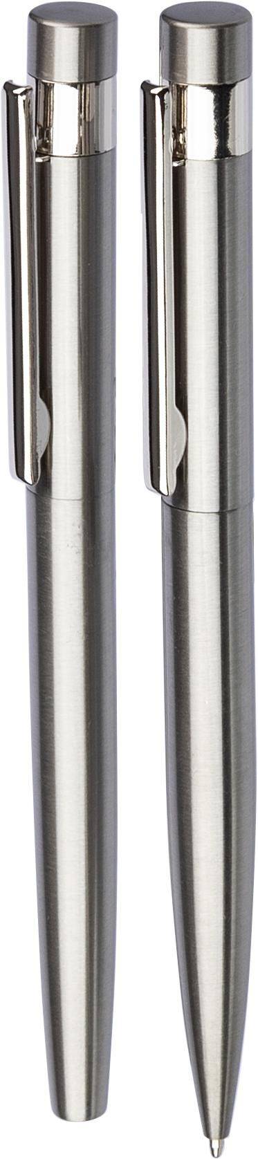 Set d'écriture Fritz | Inox recyclé | Stylo bille twist et rollerball personnalisé - Écriture et coloriage