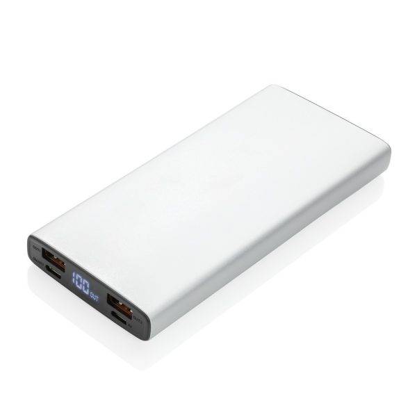 Aluminium 18W 10.000 mAh PD Powerbank argent personnalisable avec logo