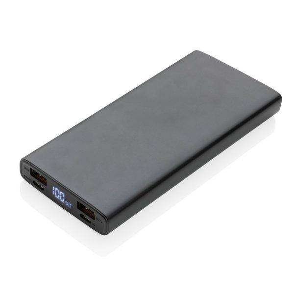 Aluminium 18W 10.000 mAh PD Powerbank noir personnalisable avec logo