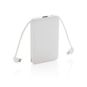 Batterie de secours 5000 mAh avec câbles intégrés personnalisable