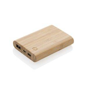 Batterie de secours 5000 mAh en bambou brun personnalisable avec logo