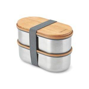 Boîte à bento double en acier inoxydable Black+Blum personnalisable