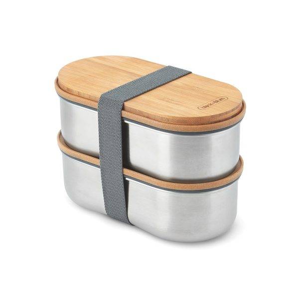 Boîte à bento double en acier inoxydable Black+Blum personnalisable