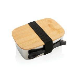 Boîte à Lunch en acier avec couvercle en bambou personnalisable