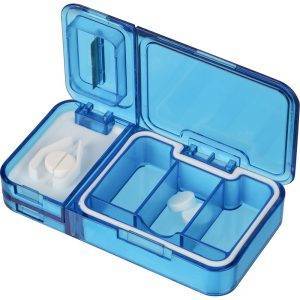 Boîte à médicaments bleu clair personnalisable avec logo