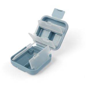 Boîte à pilules bleu clair personnalisable avec logo