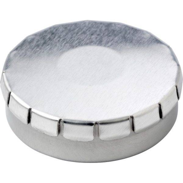 Boîte en metal de bonbons à la menthe argent personnalisable avec logo