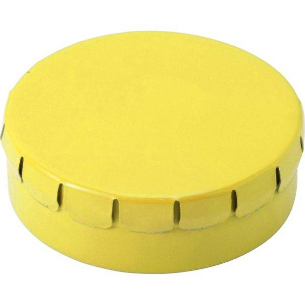 Boîte en metal de bonbons à la menthe jaune personnalisable avec logo