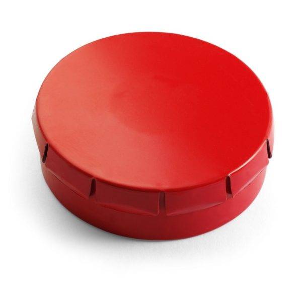 Boîte en metal de bonbons à la menthe rouge personnalisable avec logo
