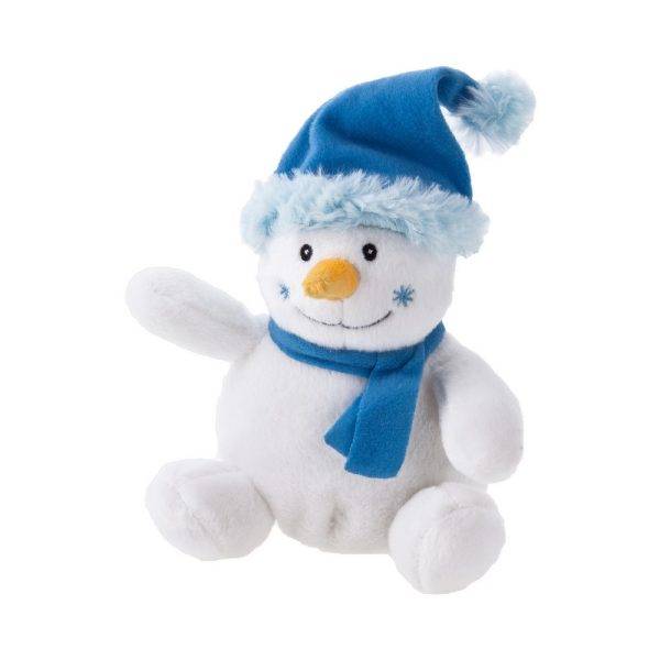 Bonhomme de neige Brennan blanc-bleu personnalisable avec logo