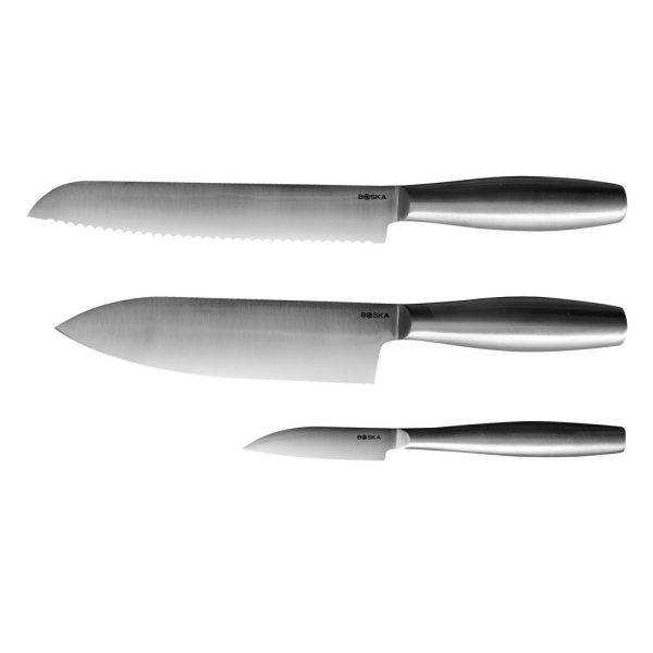 BOSKA Set de 3 couteaux de cuisine Copenhagen gris personnalisable