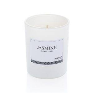Bougie parfumée dans un verre Ukiyo blanc personnalisable avec logo