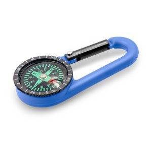 Boussole avec mousqueton Madu bleu marine personnalisable avec logo