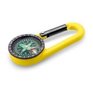 Boussole avec mousqueton Madu jaune personnalisable avec logo