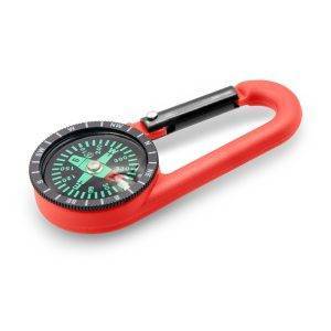 Boussole avec mousqueton Madu rouge personnalisable avec logo