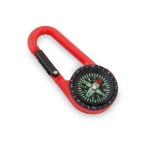 Boussole avec mousqueton rouge personnalisable avec logo