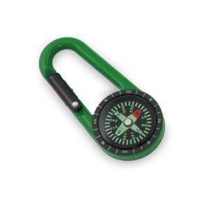 Boussole avec mousqueton vert personnalisable avec logo