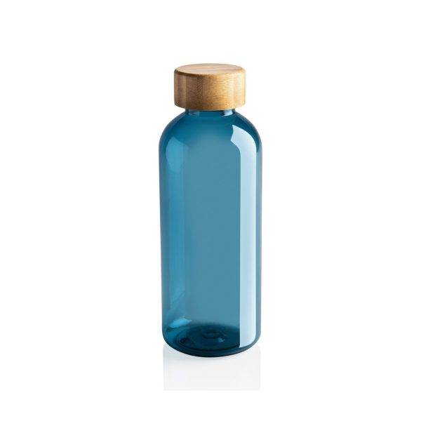 Bouteille 600ml en rPET RCS avec couvercle en bambou personnalisable – réf. P433.095