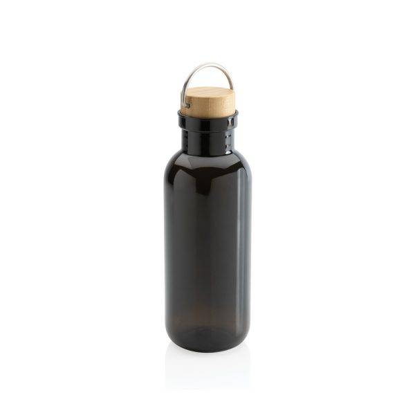 Bouteille 680ml en rPET RCS, couvercle en bambou noir personnalisable