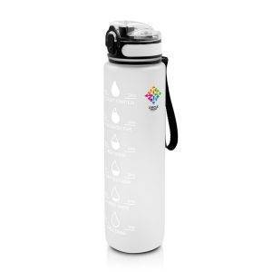 Bouteille de motivation 1000 ml Bennie blanc personnalisable avec logo