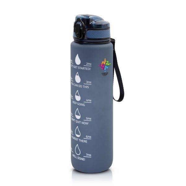 Bouteille de motivation 1000 ml Bennie bleu marine personnalisable