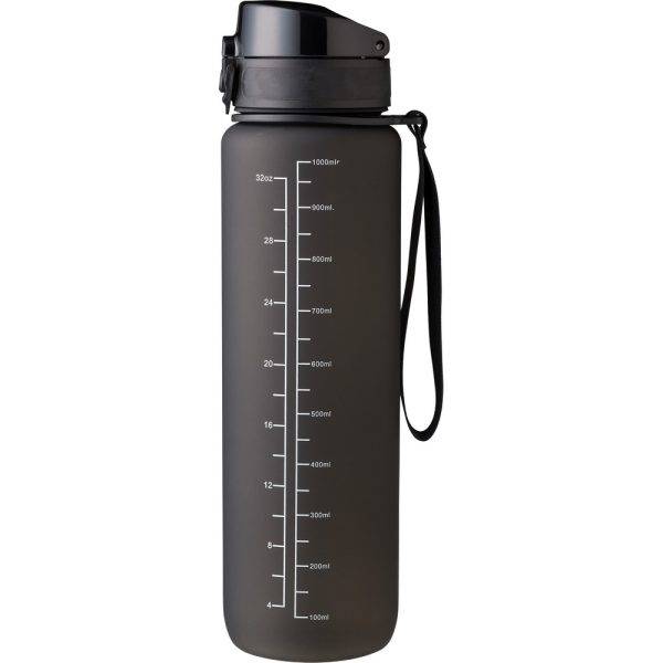 Bouteille de motivation RPET 1000 ml noir personnalisable avec logo