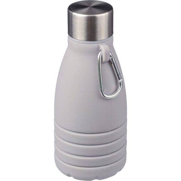Bouteille de sport pliable 550 ml avec mousqueton gris personnalisable