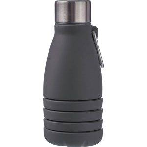Bouteille de sport pliable 550 ml avec mousqueton noir personnalisable