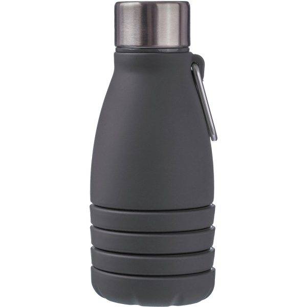 Bouteille de sport pliable 550 ml avec mousqueton noir personnalisable