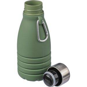 Bouteille de sport pliable 550 ml avec mousqueton vert personnalisable