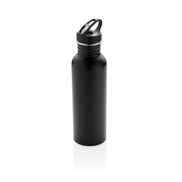 Bouteille Deluxe sport en acier noir personnalisable avec logo