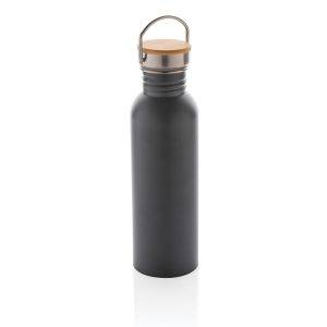 Bouteille en acier inoxydable avec couvercle en bambou personnalisable – réf. P436.832