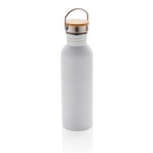 Bouteille en acier inoxydable avec couvercle en bambou personnalisable – réf. P436.833