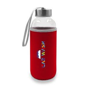 Bouteille en verre 420 ml | Bob rouge personnalisable avec logo