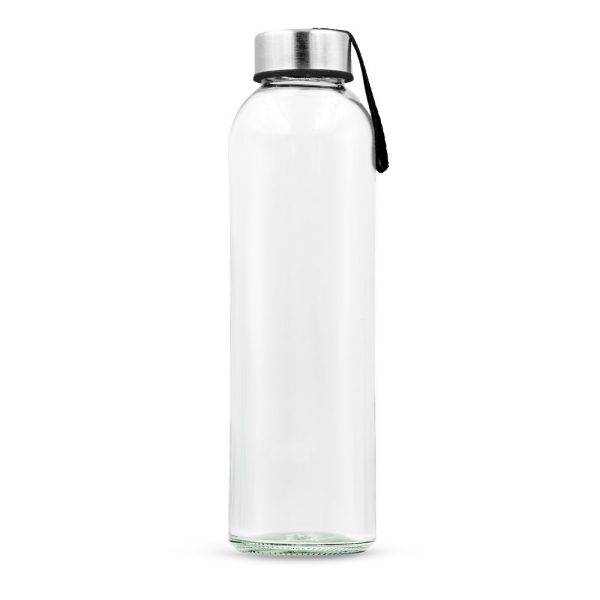 Bouteille en verre 500 ml avec ruban coloré Viivi noir personnalisable