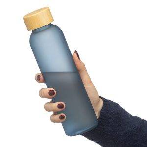 Bouteille en verre 500 ml bleu marine personnalisable avec logo