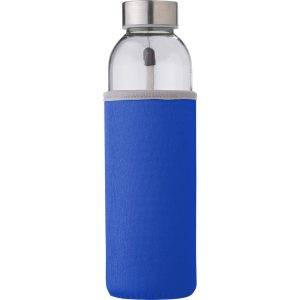 Bouteille en verre 500 ml bleu personnalisable avec logo