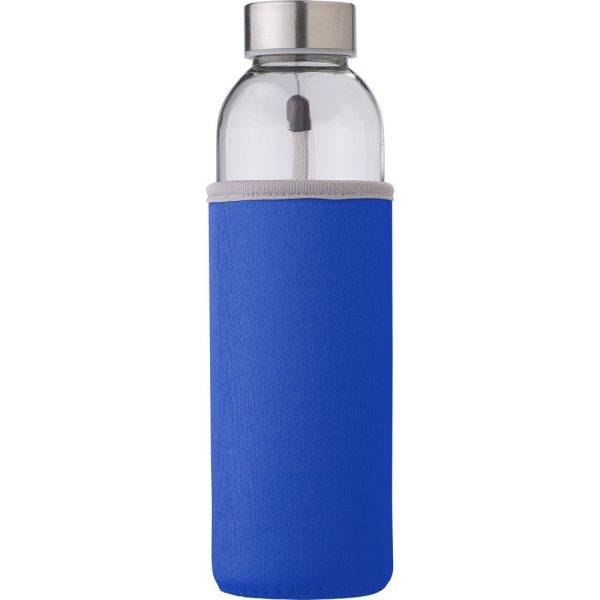 Bouteille en verre 500 ml bleu personnalisable avec logo
