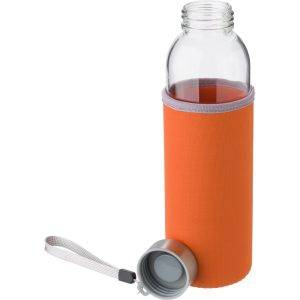 Bouteille en verre 500 ml orange personnalisable avec logo