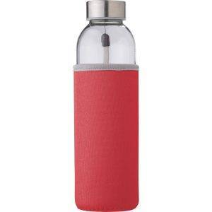 Bouteille en verre 500 ml rouge personnalisable avec logo