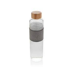 Bouteille en verre avec couvercle en bambou Impact personnalisable
