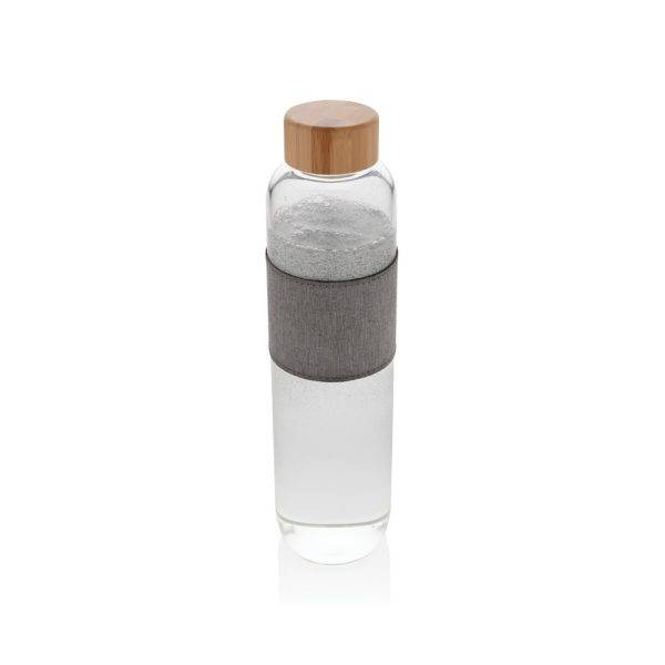Bouteille en verre avec couvercle en bambou Impact personnalisable