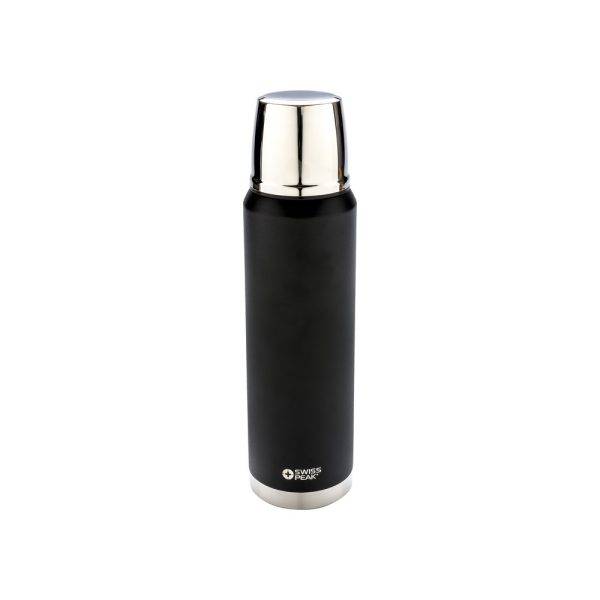 Bouteille isotherme 1L Swiss Peak Elite noir personnalisable avec logo